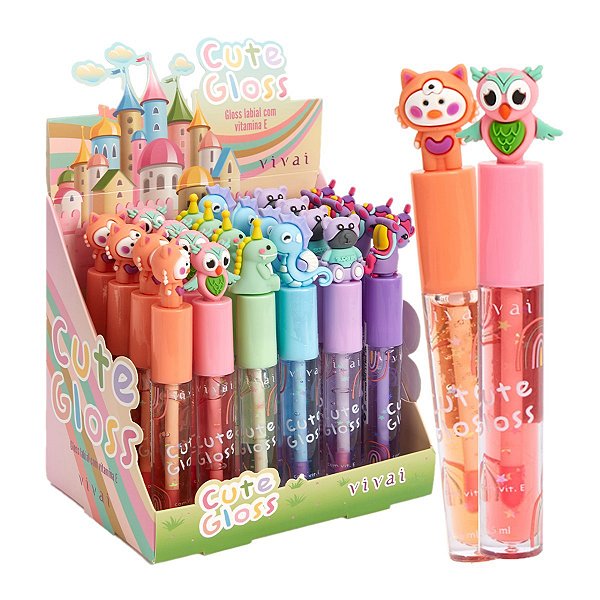 Vivai - Lip Gloss Cute Glitter Animais 3144 - 24 Und