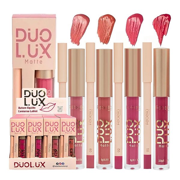 Febella - kit Batom Liquido + Lapis contorno labial - 24 Kit