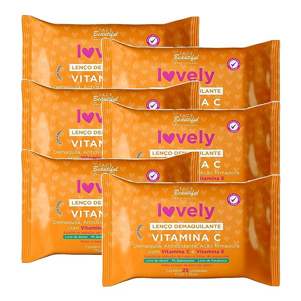 Face Beautiful - Lenço Demaquilante Vitamina C Lovely - FB403 - 12 Und