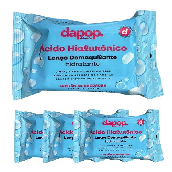 Dapop - Lenço Demaquilante Acido Hialuronico DP2345 - 12 Und