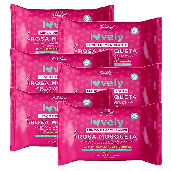 Face Beautiful - Lenço Demaquilante Colageno Lovely - 6 Und