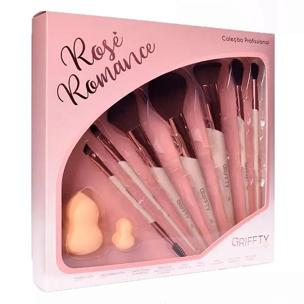 Griffty - Kit 7 Pinceis e 2 Esponjas Rose Romance GK02