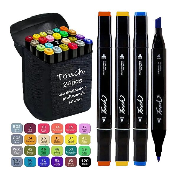 Papelaria - 24 Caneta Marca Texto Touch Dupla - 04 kITS