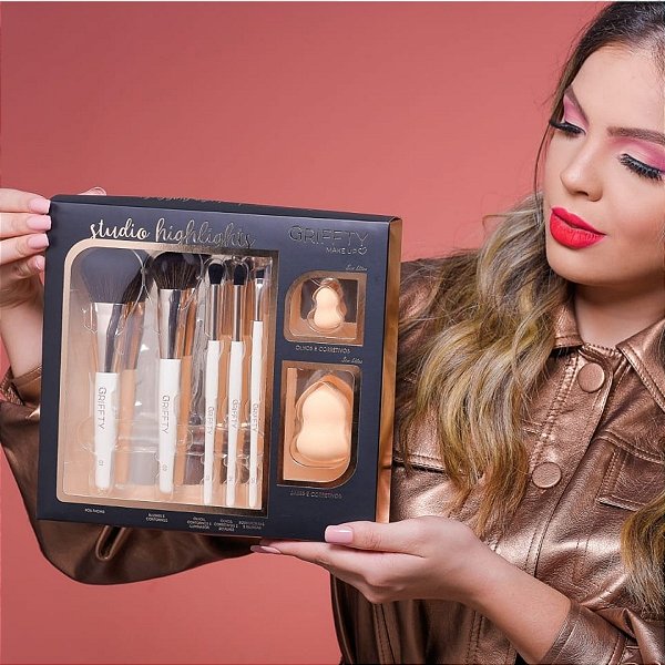 Griffty - Kit 5 Pinceis Profissionas e 2 Esponjas - GK01