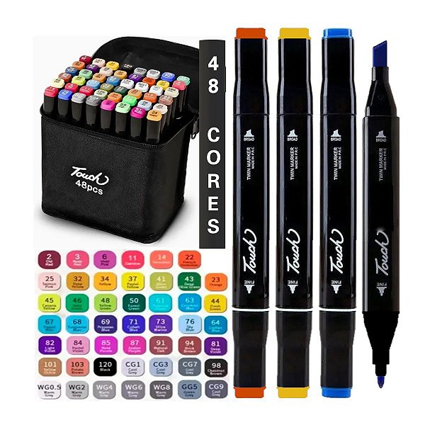 Papelaria - Caneta Marca Texto Touch Ponta Dupla Kit 48 Unid