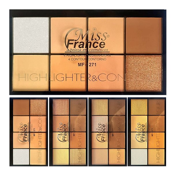 Miss France - Paleta de Contorno e Iluminador MF1271 - 4 Und
