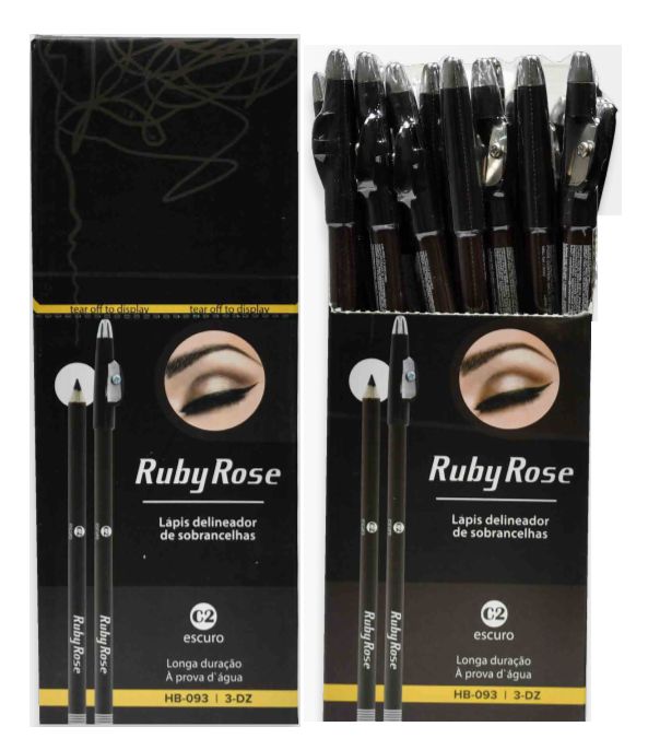 Ruby Rose - Lápis para Sobrancelhas Marrom Escuro HB093-C2 ( 36 Unidades )