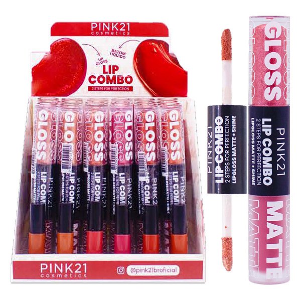 Pink 21 - Lip Combo Gloss e Batom Matte CS5351 - 24 Und