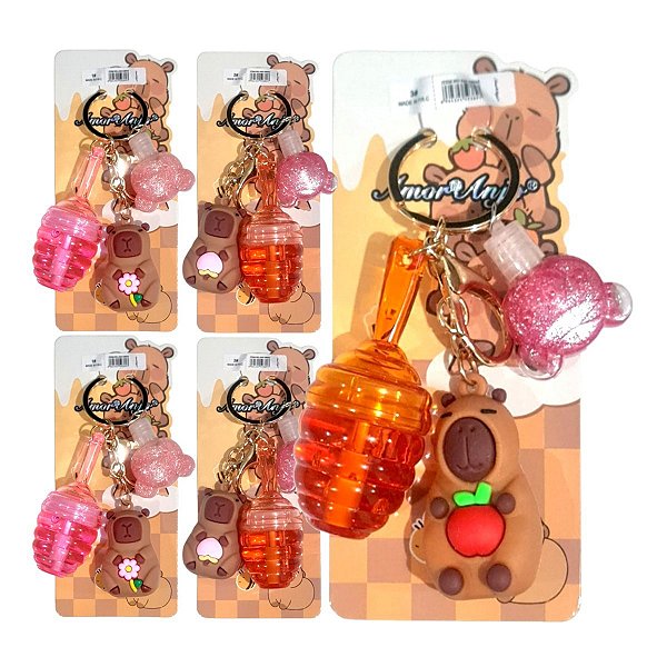 Amor Anjo - Gloss Pote de Mel e Capivara c/ Chaveiro - 3 Und