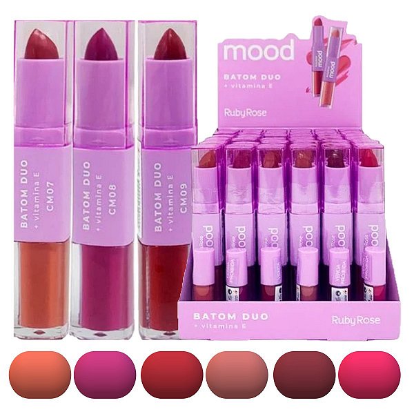 Ruby Rose - Batom Duo Vitamina E Mood HB8614 G2 - 36 Unid