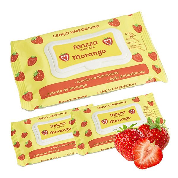 Fenzza - Lenço Demaquilante Morango FZ53009 - 12 Und
