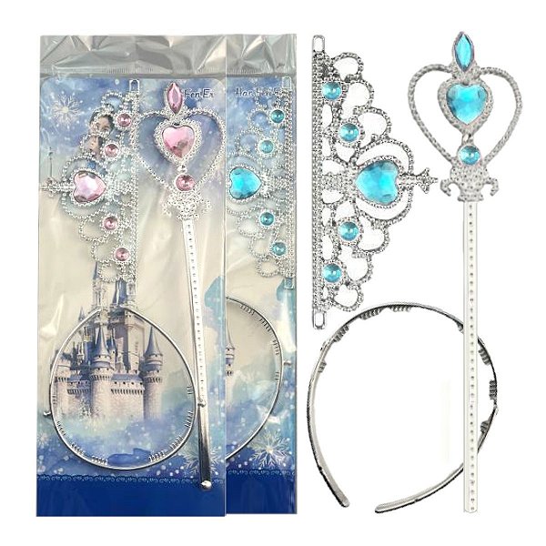 Importado - Kit Infantil Princesa ( Coroa, Tiara e Varinha )