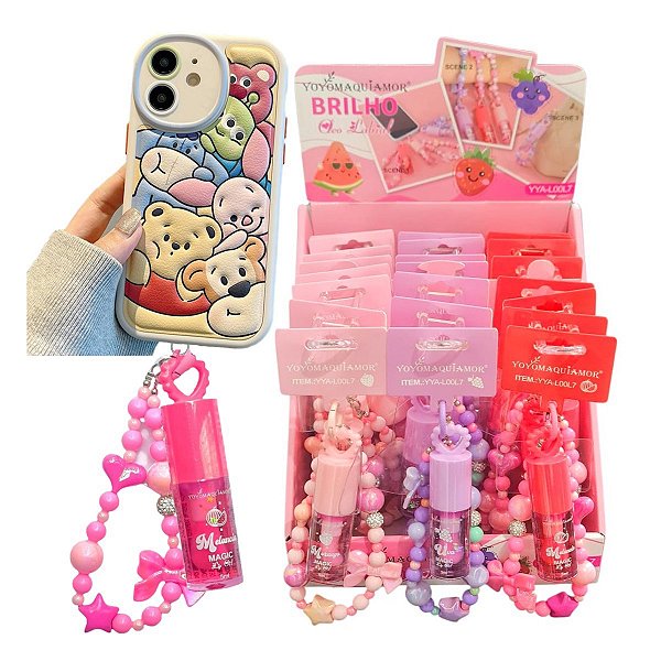 YOYO - Lip Oil Frutas com Chaveiro e Pulseira - 24 Unid