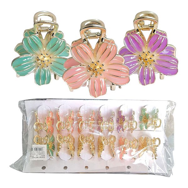 Importado - Presilha de Cabelo Flor Dourada HP1645 - 12 Und