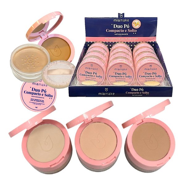 Mia Make - Duo Po Compacto e Solto c/ Espelho Medio - 12 Und