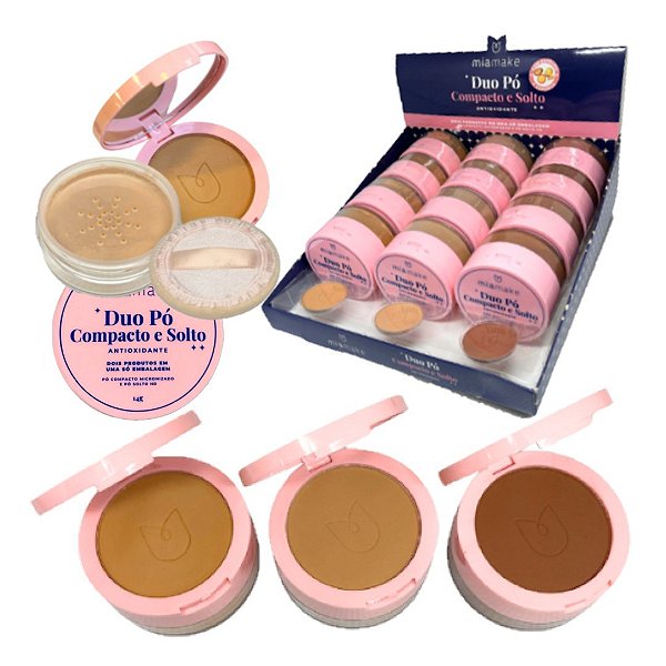 Mia Make - Duo Po Compacto e Solto c/ Espelho Escuro - 12 Un