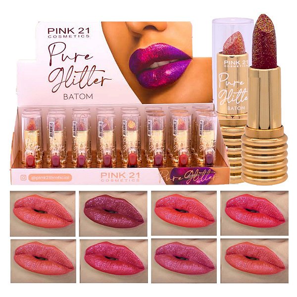 Pink 21 - Batom Glow Pure Glitter CS4221 - 24 Und