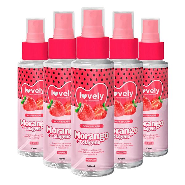 Face Beautiful - Body Splash Morango Vegano FB529 - 12 Und