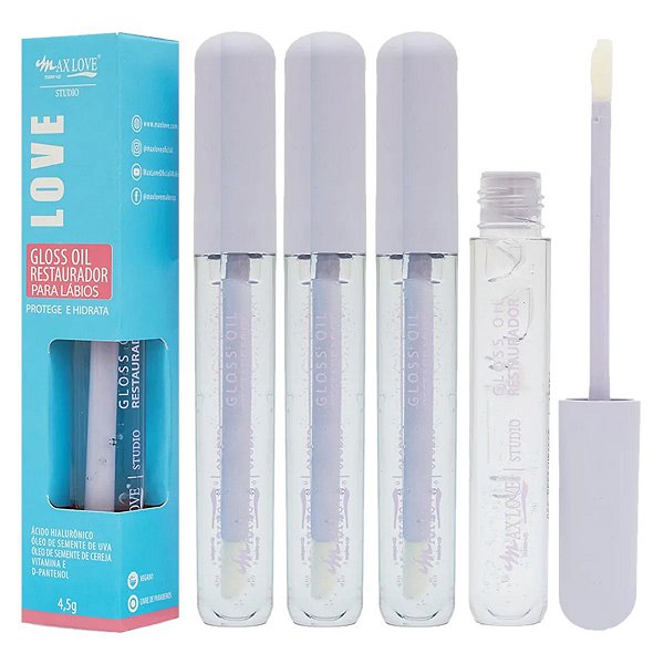 Max Love - Gloss Oil Restaurador Incolor 170 Vegano - 6 Und