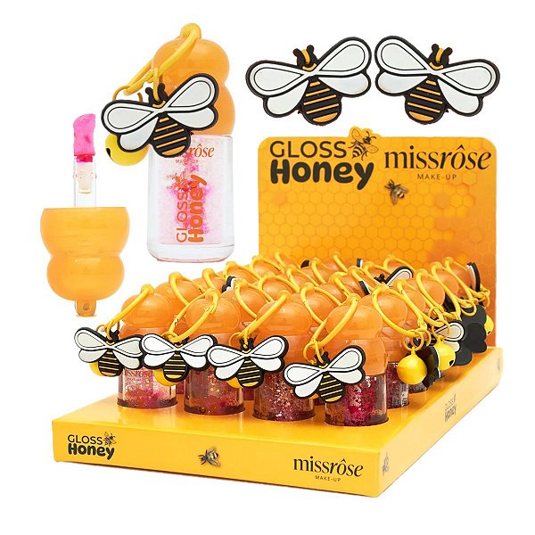 Miss Rose - Lip Gloss Honey Chaveiro Abelha BX7701 - 24 Und