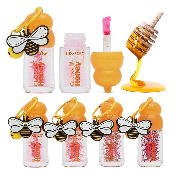 Miss Rose - Lip Gloss Honey Chaveiro Abelha BX7701 - 4 Und