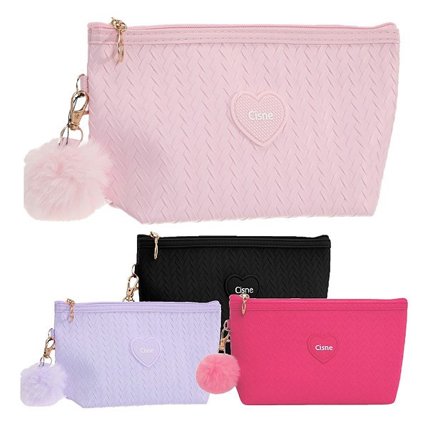 Cisne - Necessaire Estojo Coração C/ PomPom NECC02HM
