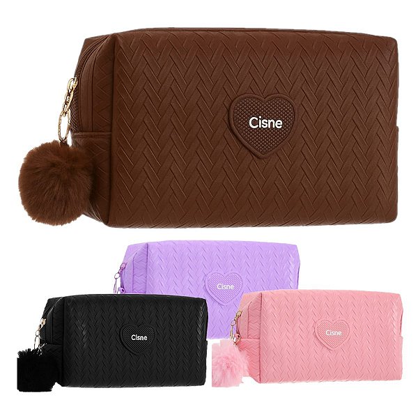Cisne - Necessaire Estojo Coração C/ PomPom