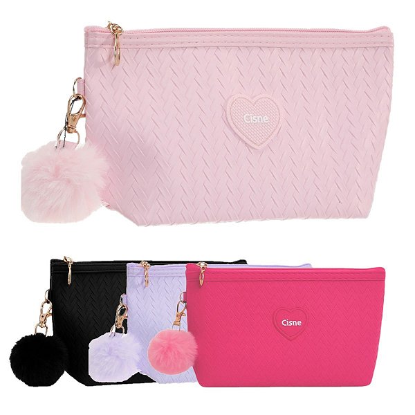 Cisne - Necessaire Estojo Coração C/ PomPom NECC02HM - 6 Und