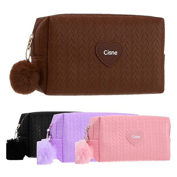 Cisne - Necessaire Estojo Coração C/ PomPom - 06 Und
