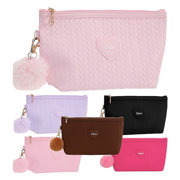 Cisne - Necessaire Estojo Coração C/ PomPom NECC02HM - 12 Und