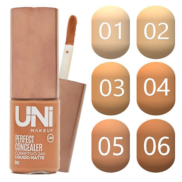 Uni Makeup - Corretivo Liquido Matte 24H UNCO18DS - 6 Und