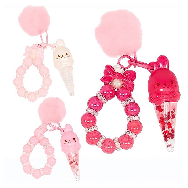 Amor Anjo - Lip Oil Coelho Fofo Chaveiro e Pompom - 3 Und