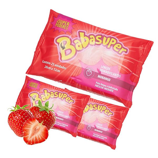 Super Poderes - Lenço Demaquilante Morango Babasuper SP952
