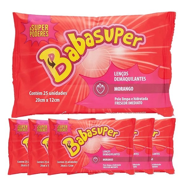 Super Poderes - Lenço Demaquilante Morango Babasuper SP952 - 06 Und