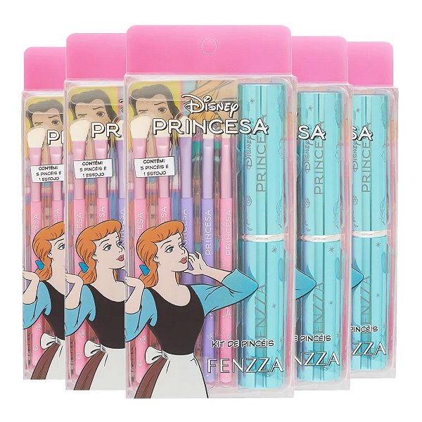 Fenzza - Kit de Pinceis c/ Estojo Princesa DIS135 - 12 Kits