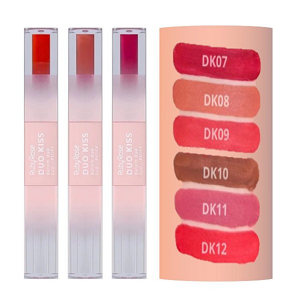 Ruby Rose - Batom Duo Kiss Lipstick L6203 G1 - 6 Und