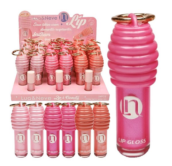 Lua e Neve - Gloss Mel Colorido Chaveiro LN09130 - 24un