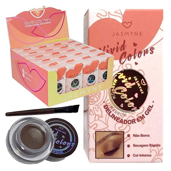 Jasmyne - Delineador em Gel Marrom JS02021 - 24 Und