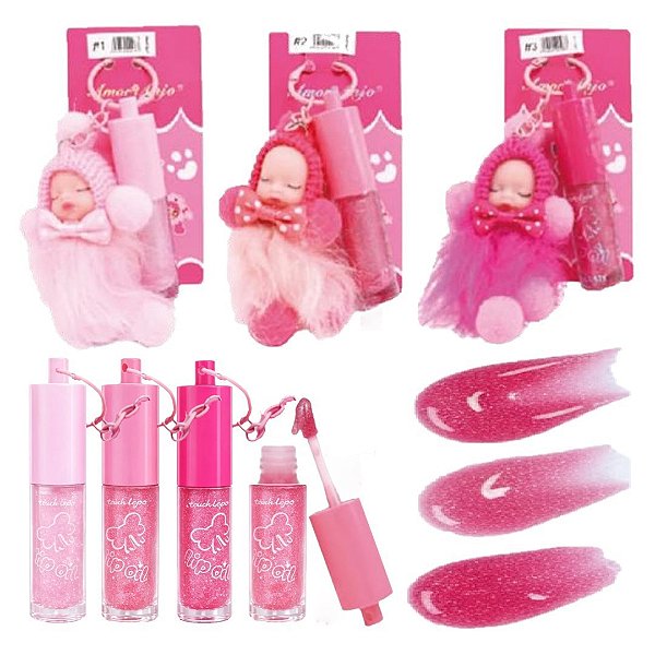 Amor Anjo - Lip Oil Bonequinha Chaveiro - 3 Und