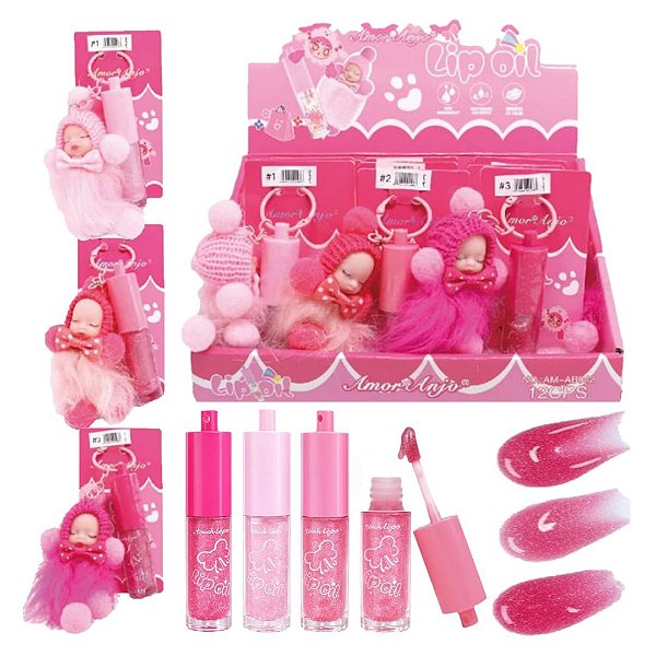Amor Anjo - Lip Oil Bonequinha Chaveiro AMAB042 - 12 Und