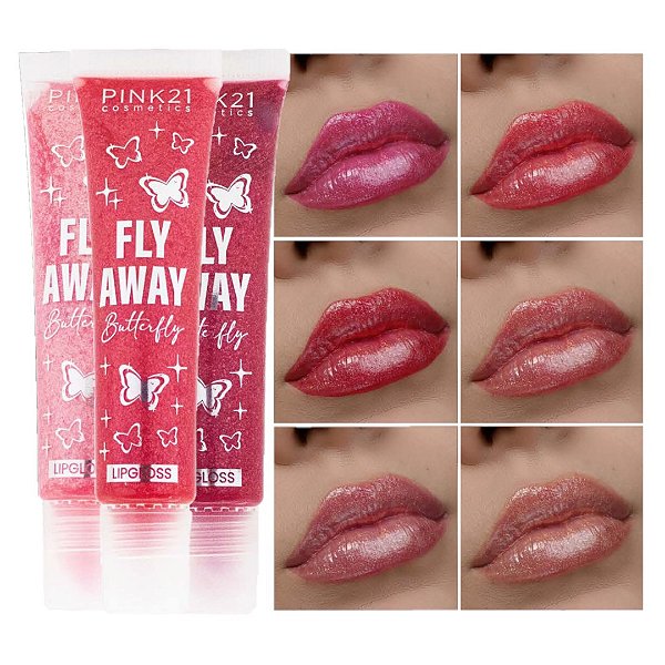 Pink 21 - Lip Gloss Fly Away Butterfly CS4503 - 6 Und