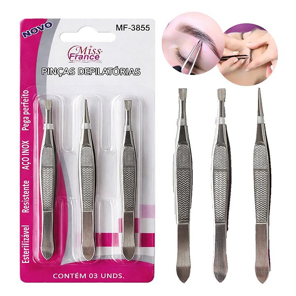 Miss France - Kit 3 Pinças Depilatorias MF3855