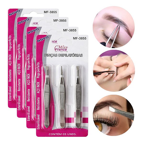 Miss France - Kit 3 Pinças Depilatorias MF3855 - 06 Und