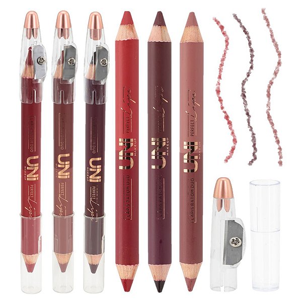 Uni Makeup - Lapis Batom Duo c/ Apontador LA183DS - 6 Und