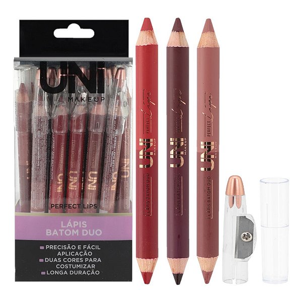 Uni Makeup - Lapis Batom Duo c/ Apontador LA183DS - 24 Und