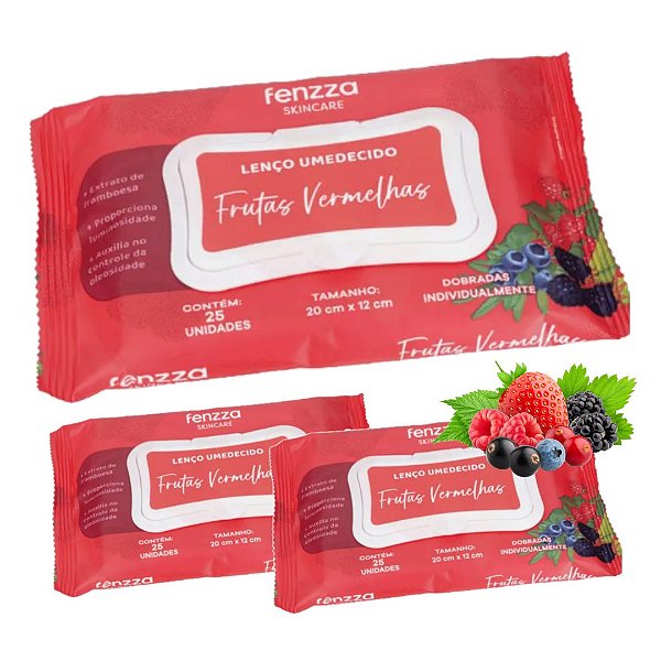 Fenzza - Lenço Demaquilante Frutas Vermelhas FZ53035 - 6 Und
