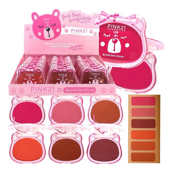 Pink 21 - Blush Fofo com Chaveiro Urso CS6384 - 24 Und