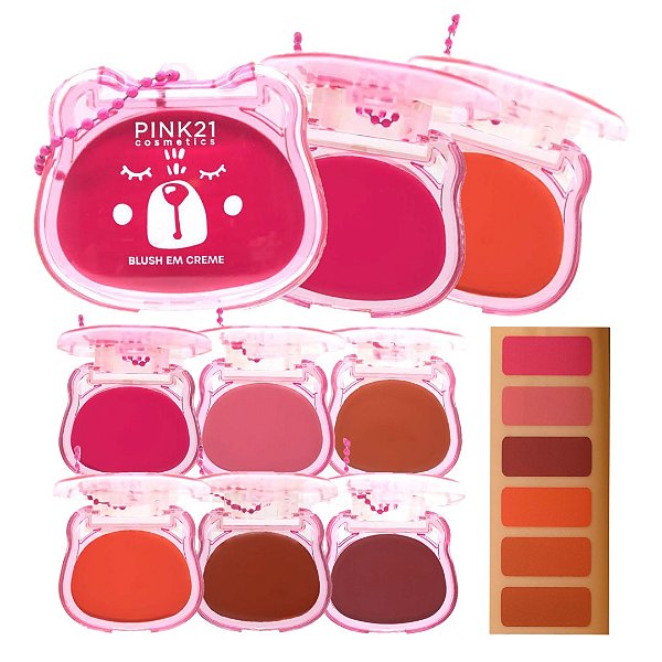 Pink 21 - Blush Fofo com Chaveiro Urso CS6384 - 06 Und