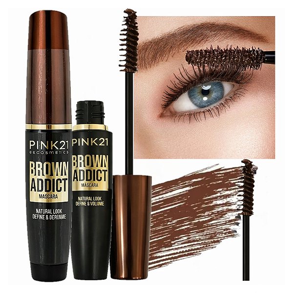 Pink 21 - Mascara de Cilios Marrom Addict Volume e Definição CS5404