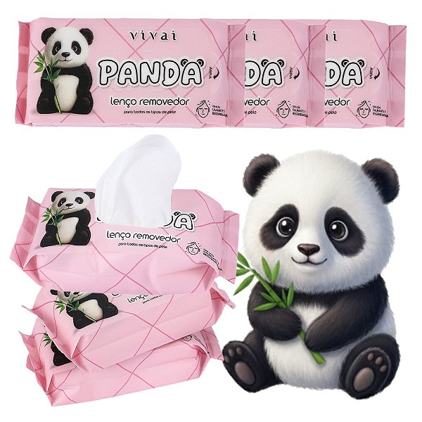 Vivai - Lenço Removedor de Maquiagem Panda Mini 5080 - 6 Und
